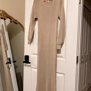 In Bloom Beige Long Sleeve Knit Dress